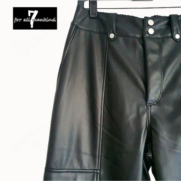 7 FOR ALL MANKIND Rock Star Faux Leather Cargo Cropped Pant M - Picture 3 of 11